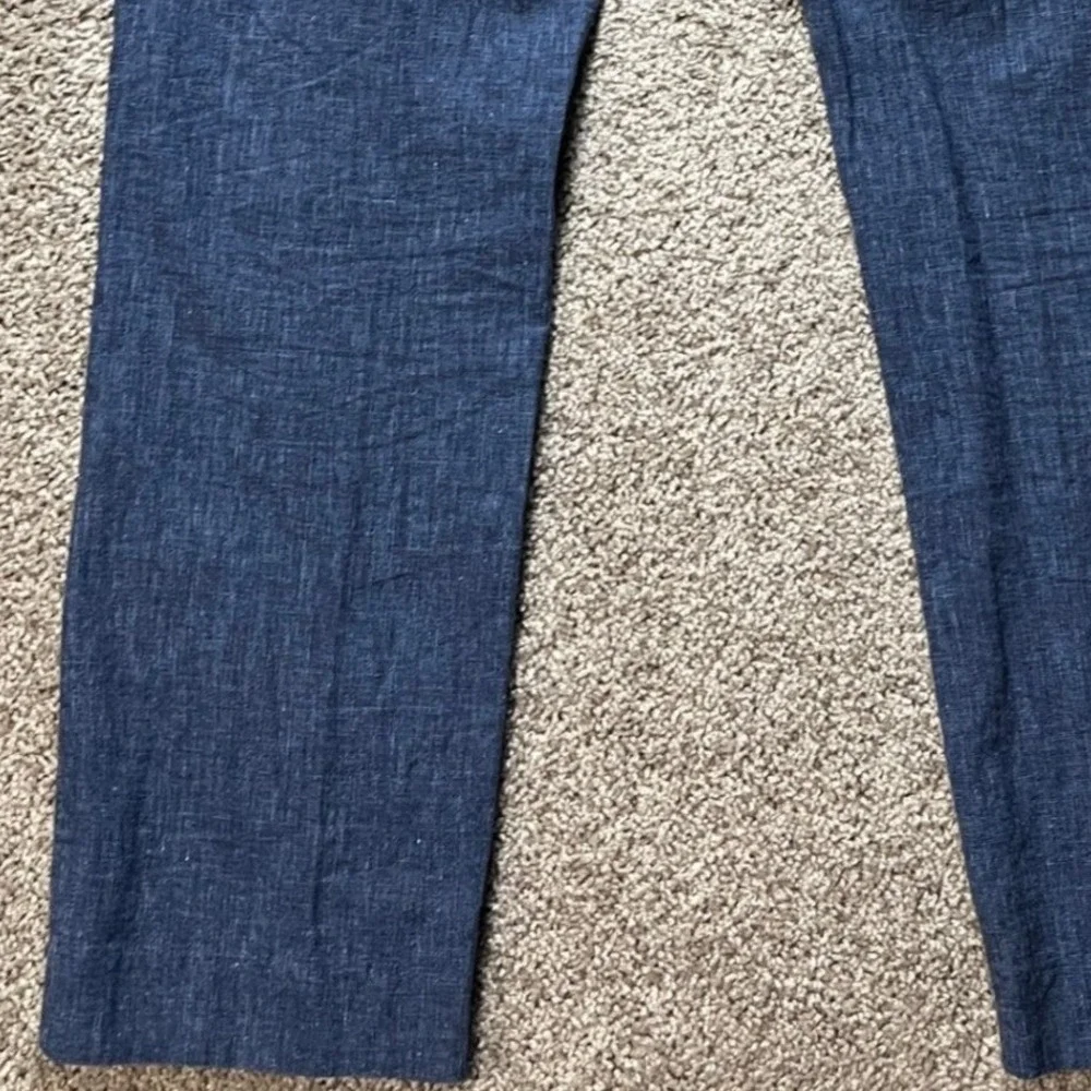 Bonobos Dress Pants Men 36x34 Blue Heathered Linen Blend Flat Front Straight Leg